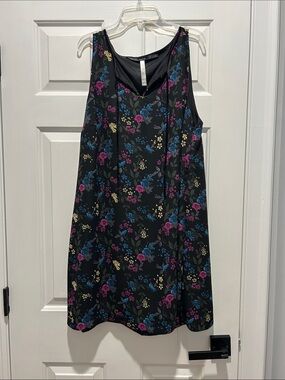 Kensie Black Sleeveless Mini Dress with Blue, Pink & Yellow Floral Print